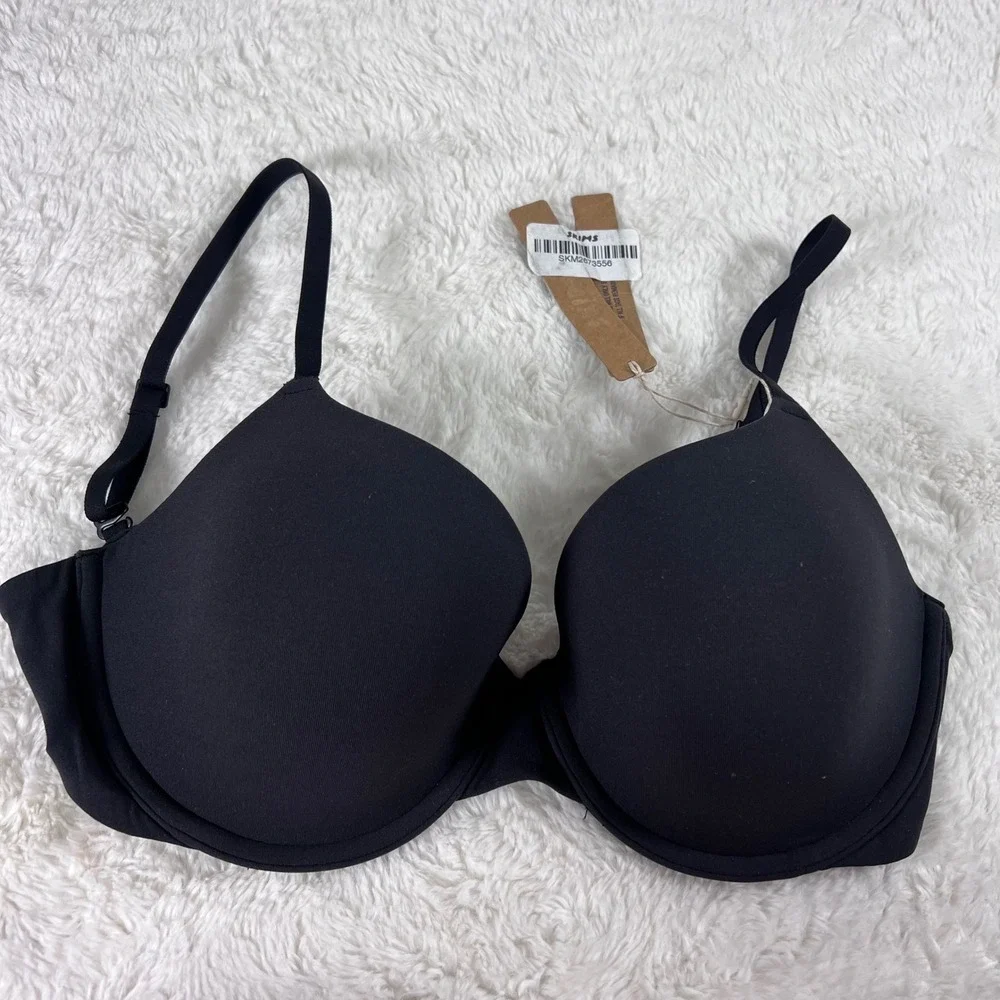 Skims Fits Everybody T-Shirt Bra Onyx Black Underwire BR-UWR-2294 Size 32DD NEW